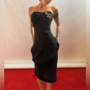 Vivienne Westwood NWT RED LABEL SS16BLK GEORGETTE SILK STRETCH CORSET DRESS IT40